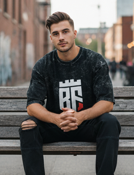 Unisex BB Acid Washed Oversized Tee